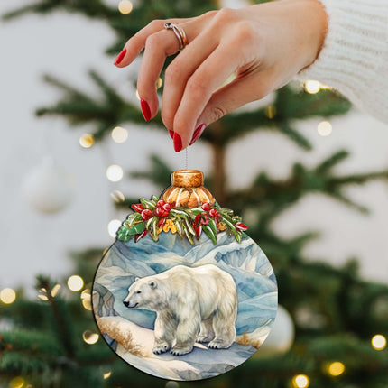 Arctic Glacier Polar Bear Wooden Ornaments by G.Debrekht - Wildlife Holiday Decor - 870021-3