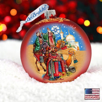 Three Kings Ball Glass Ornament by G. DeBrekht - Nativity Holiday Décor - 73551-4