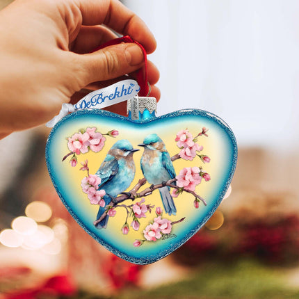 Blooming Love Heart Glass Ornament by G. Debrekht Christmas Decor - 753-014-2