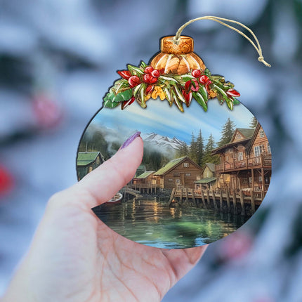 Frozen Peaks Homes Wooden Ornaments by G.Debrekht - Wildlife Holiday Decor - 870013-4