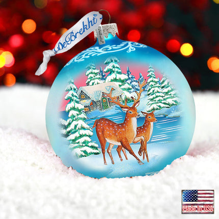 Winter Deer's Ball Glass Ornament Christmas Decor by G. DeBrekht - 73114-1