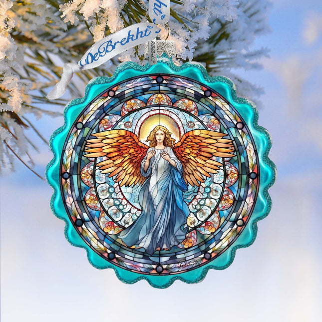 Love Harmony Angel Wreath Glass Ornament by G. Debrekht - Nativity Holiday Decor - 759-054-0