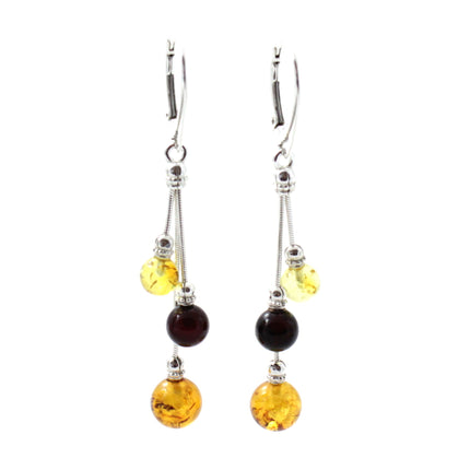 Baltic Amber Long Coloured Drop Earrings-0