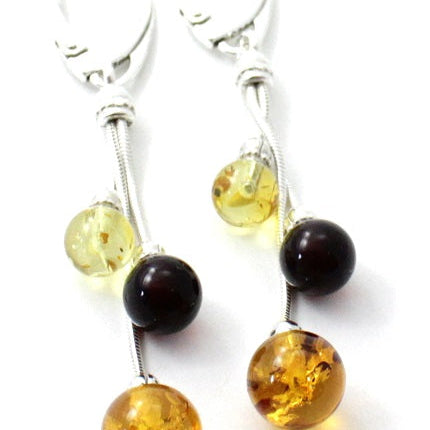 Baltic Amber Long Coloured Drop Earrings-3