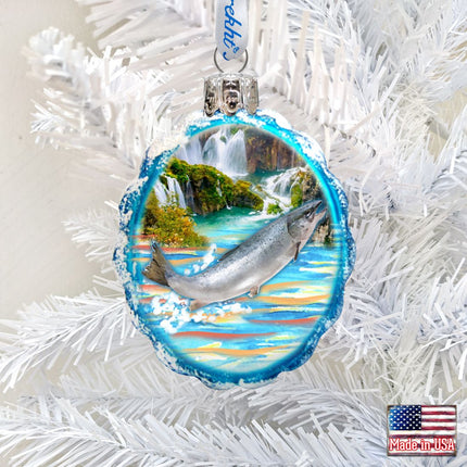 Salmon Mercury Glass Ornament by G. DeBrekht - Wildlife Holiday Decor - 771055-1