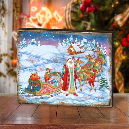 Bellowed Carrier Santa Wooden Wall Art by G. DeBrekht - Christmas Santa Snowman Decor - 8173843B-3