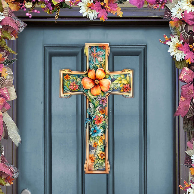 Blossom Cross Holiday Door Decor by G. Debrekht - Easter Spring Decor - 8688165H-0