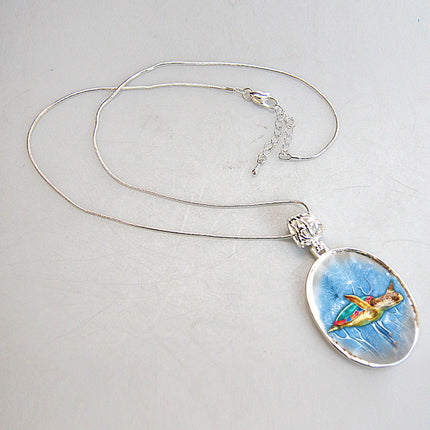 Turtle Pendant Silver-Plated Mother of Pearl Jewelry Pendant Necklace - 44053-2