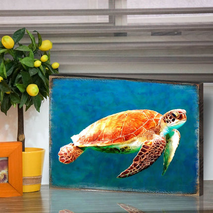 Revis Sea Turtle Wood Wooden Coastal Wall Art by Nature Wonders - Coastal Sea-Life Decor - 95266B-3
