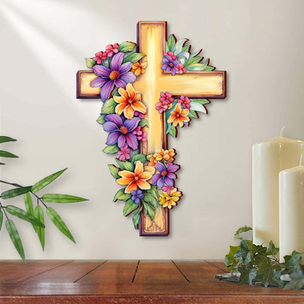 Garden Serenity Wooden Cross by G. Debrekht - Easter Spring Decor - 88168-1