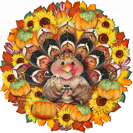 Turkey Holiday Door Wreath - Thanksgiving Halloween Decor by Jamie Mills-Price - 8185305-3H-MP-4