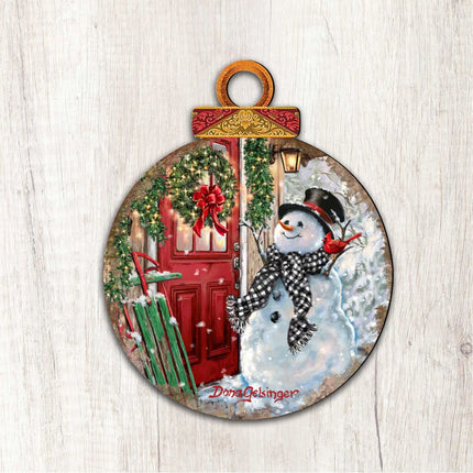 Winter Arrival Snowman Christmas Outdoor Decor Large Ornament by G. DeBrekht - Christmas Santa Snowman Decor - 8121127M-DG-2