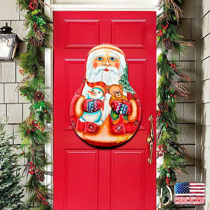 Santa Doll Christmas Door Decor by G. DeBrekht - Christmas Santa Snowman Decor - 8115011H-2
