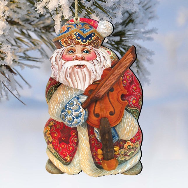Musician Santa Wooden Ornaments by G. DeBrekht - Christmas Santa Snowman Decor - 8116213-0