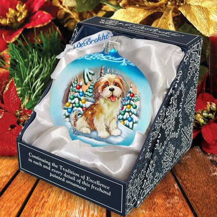 My Puppy Little Friend Ball Glass Ornament by G. DeBrekht - Christmas Decor - 73324-3