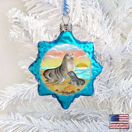 Seal Star Mercury Glass Ornament by G. DeBrekht - Coastal Holiday Decor - 775476-1