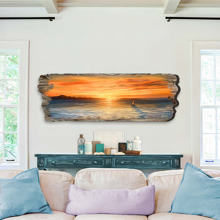 Ocean Sunset Wooden Wall Art by G. DeBrekht Coastal Decor - 8491106W-0