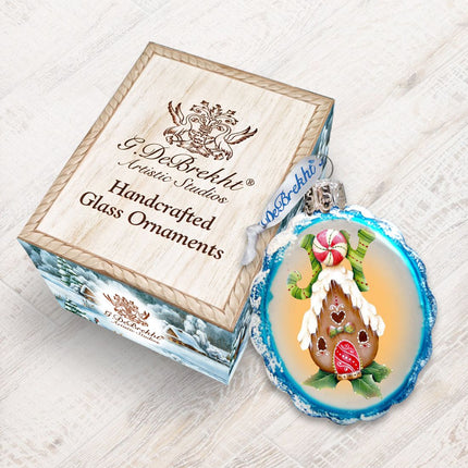 Joy Gingerbread House Mercury Glass Ornament by Jamie Mills-Price - Christmas Santa Snowman Decor - 778211-7507-2