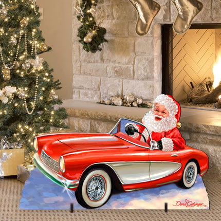 Santa Sports Car Christmas Outdoor Scene by D. Gelsinger - Christmas Santa Snowman Decor - 8461030F-1554-1