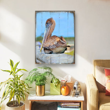 Spengler Pelican Wooden Coastal Wall Art by Nature Wonders - Coastal Sea-Life Decor - 95325B-2