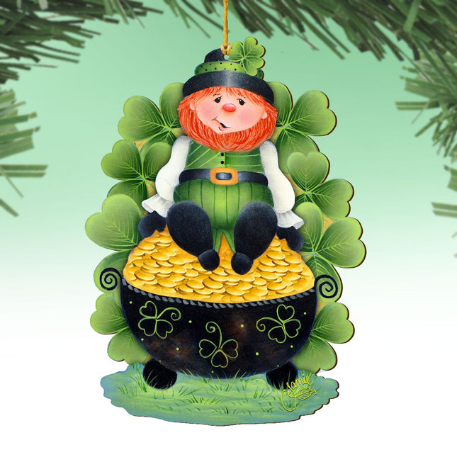 Lepricon's Pot Full of Gold Wooden Ornaments by Jamie Mills-Price - Celtic Decor - 8457707-MP-0