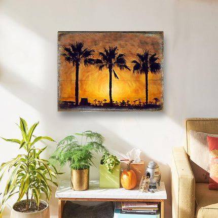 Spates Palm Trees in Sunset Wooden Wall Art by Nature Wonders - Nature Wildlife Decor  - 95275B-2