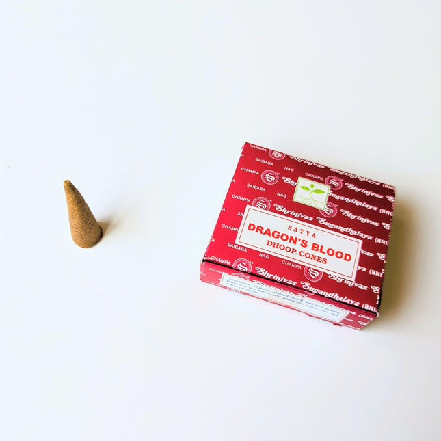 Dragon Blood Incense - Satya | Box of 12 cones with support included-0