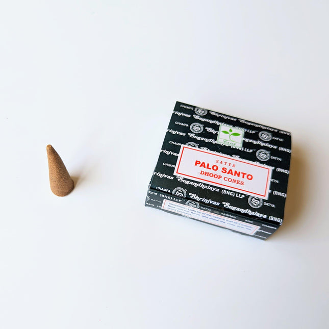 Palo Santo Incense - Satya | Box of 12 cones with support included-0
