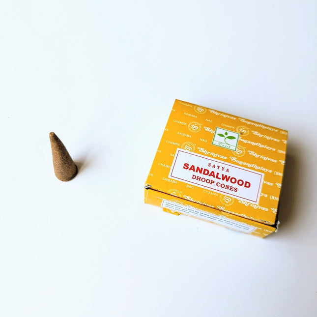 Sandalwood Incense - Satya | Box of 12 cones with support included-0