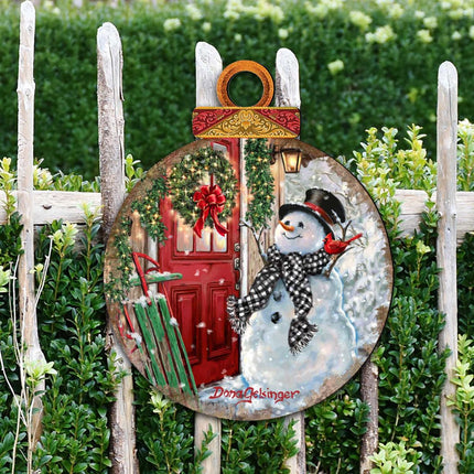 Winter Arrival Snowman Christmas Outdoor Decor Large Ornament by G. DeBrekht - Christmas Santa Snowman Decor - 8121127M-DG-1