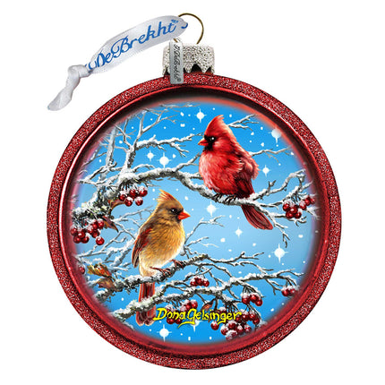 Winter Birds At Night Glass Ornament by D. Gelsinger - Christmas Decor - 71110C-DG-4