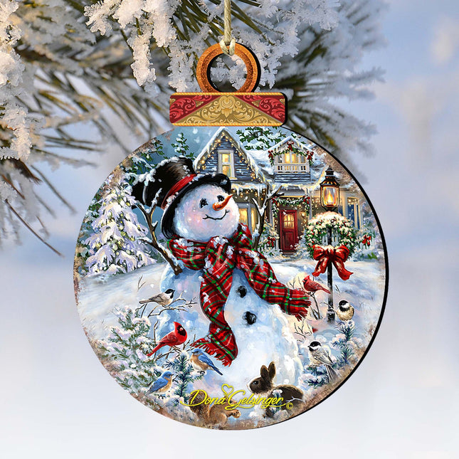 Prosperity Snowman Wooden Ornaments by Gelsinger - Christmas Santa Snowman Decor - 8021019-1563-0