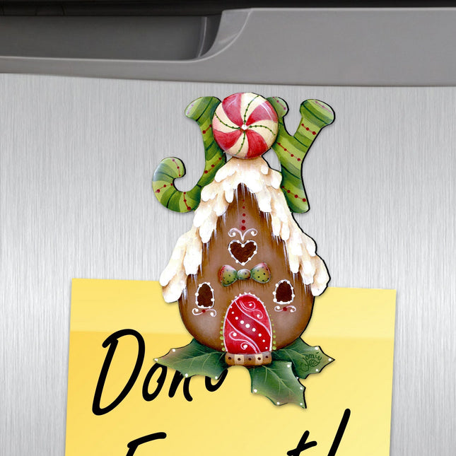 Joy Gingerbread House Shape Refrigerator Magnets Set of 3 by Jamie Mills-Price-0