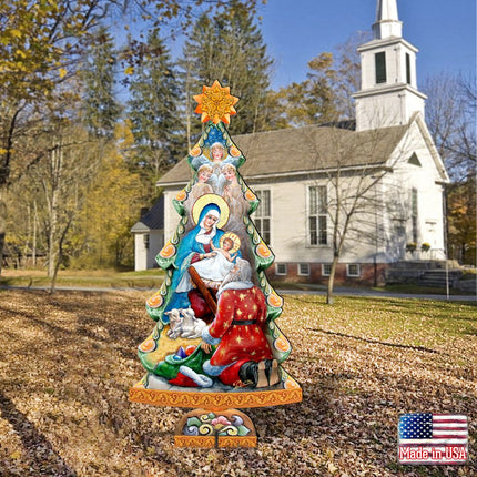 Adoration Nativity Tree Outdoor Decor by G. DeBrekht - Nativity Holiday Decor - 8128833F-2