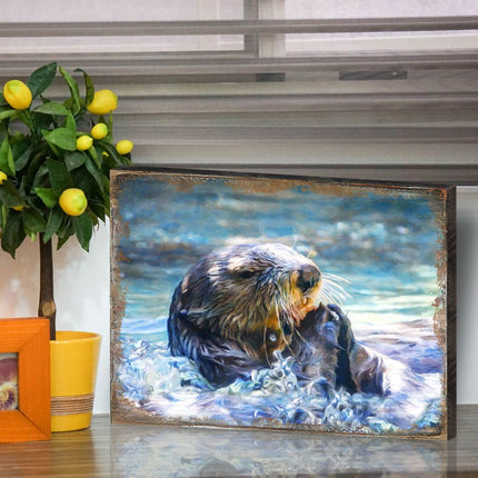 Otter Wooden Coastal Wall Art by Nature Wonders - Coastal Sea-Life Decor - 95239B-3
