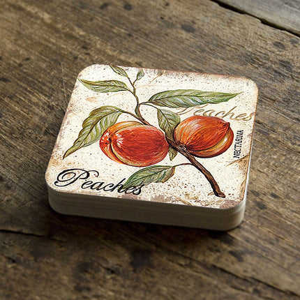 Peaches Wooden Cork Coasters Gift Set of 4 by Nature Wonders - Nature Wildlife Decor  - 8198632C-S4-2