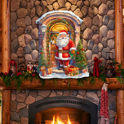 Knocking the door Santa Holiday Door Decor  by G. Debrekht - Christmas Decor - 8611044H-3