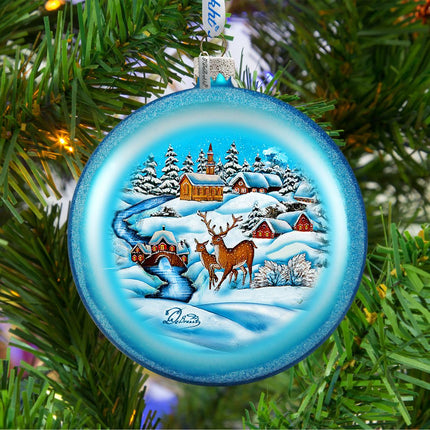 Winter landscape Glass Ornament by G. DeBrekht - Christmas Decor - 744-012-2