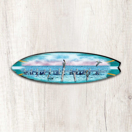 Seabirds Pelicans Surfboard Coastal Outdoor Decor Large Ornament by G. DeBrekht - Coastal Holiday Decor - 8490106MS-2