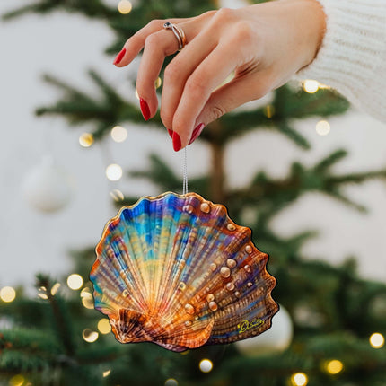 Coastal Christmas Decor - Rainbow Shell Wooden Ornaments by G.Debrekht Coastal Holiday Decor - 8688196-3