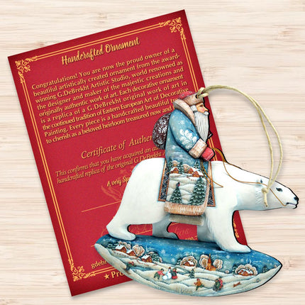 Santa Polar Bear Wooden Ornaments by G. DeBrekht - Christmas Santa Snowman Decor - 8116382-3