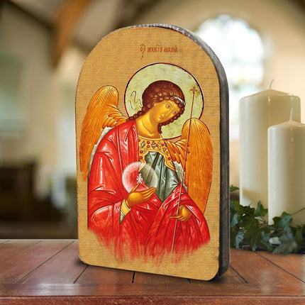 Saint Michael Archangel Wooden Gold Plated Orthodox Christian Sacred Icon - Inspirational Icon Decor - 86027-0