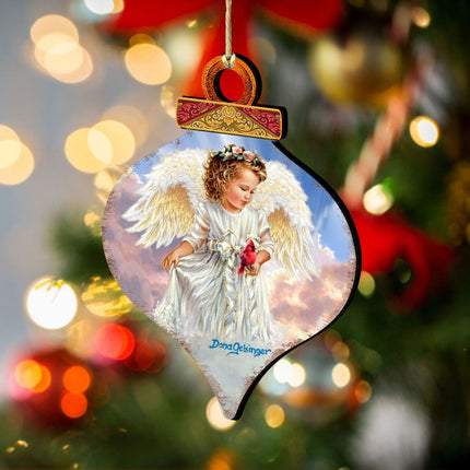 Angel with Cardinal Wooden Ornaments by Gelsinger - Nativity Holiday Decor - 8031154-DG-3