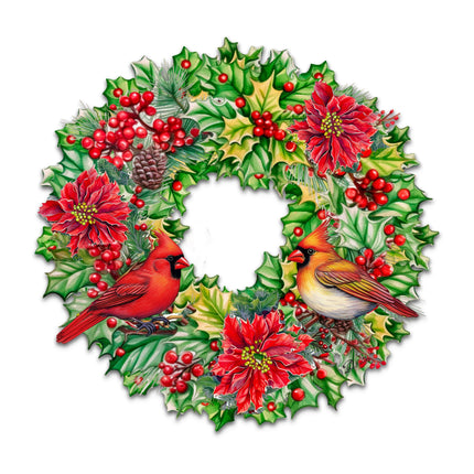 Holiday Cardinal Garland Wreath Holiday Door Decor by G. Debrekht - Christmas Decor - 8611070H-4