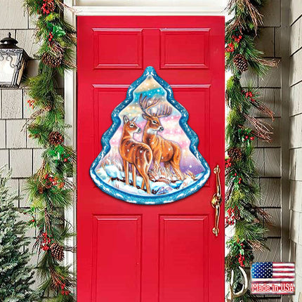 Reindeer Tree Wildlife Door Decor - G. DeBrekht - Wildlife Holiday Decor - 8176229H-3