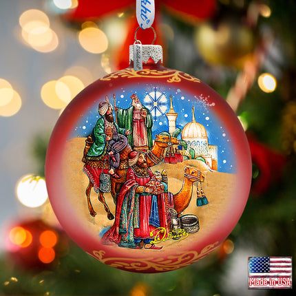 Three Kings Ball Glass Ornament by G. DeBrekht - Nativity Holiday Décor - 73551-3