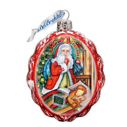 Christmas Night Mercury Glass Ornament by G. DeBrekht - Christmas Santa Snowman Decor - 773023-4