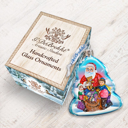 Gift Giving Santa Mercury Glass Ornament by G. DeBrekht - Christmas Santa Snowman Decor - 773013-2