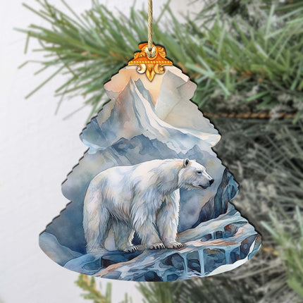 Frost Crest Polar Bear Tree Wooden Ornaments by G.Debrekht - Wildlife Holiday Decor - 870002-1