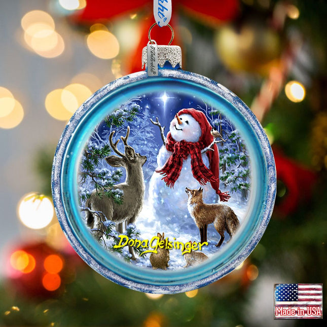 Starry Night Glass Ornament by D. Gelsinger - Christmas Santa Snowman Decor - 764-150-DG-0